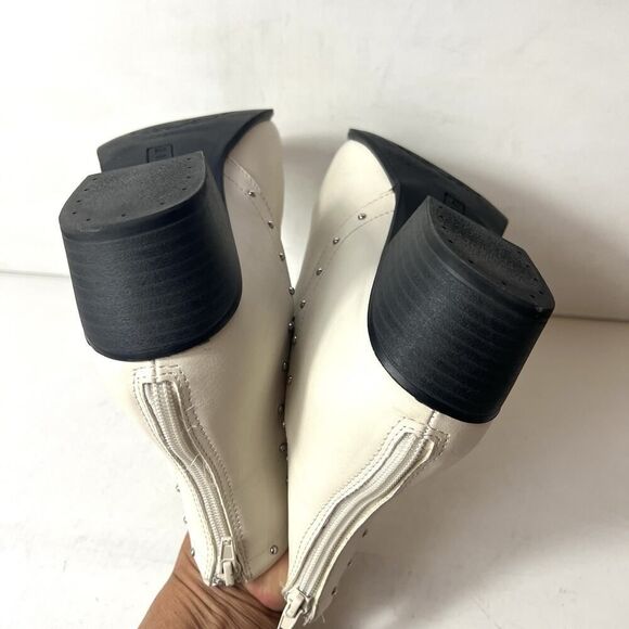 Esprit Ankle Heel Bootie Womens Sz 11 M Ivory Faux Leather Zip Up Comfort Casual - Picture 7 of 10